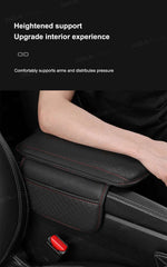BLALION Leather Car Armrest Box Pad Memory Foam Center Console Arm Rest Protector Cover with Storage Pocket Elbow Rest Cushion
