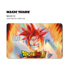 ملصق بطاقة الائتمان والخصم بالليزر ثلاثي الأبعاد اللامع الرائع من Magic Shark Dragons Balls Goku Vegeta، غطاء أمامي