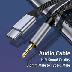 AUX Audio Cable USB C to 3.5mm Jack AUX Cord Car Speaker Headphone Adapter For Samsung Xiaomi Huawei Universal Type-C Converter