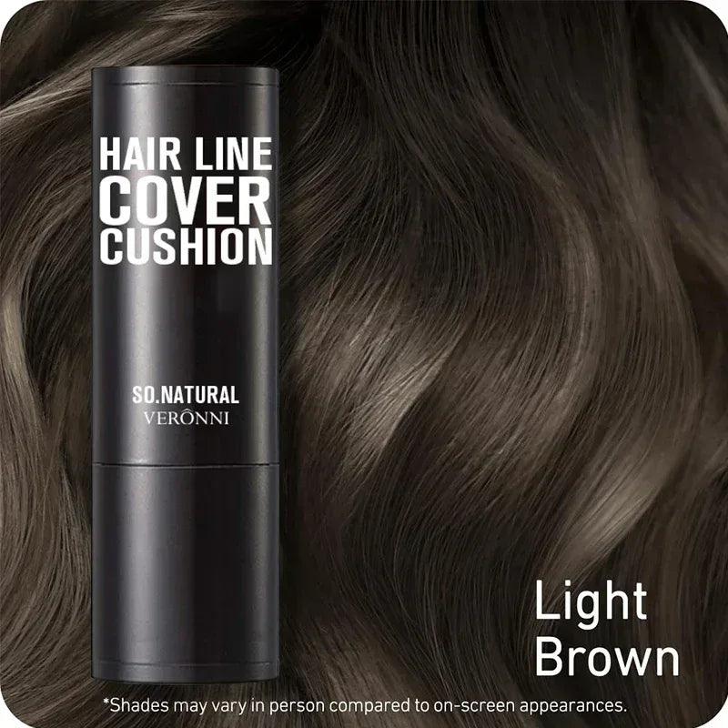 Hairline cover cushion stick shown on light brown hair background