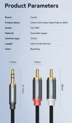 كابل صوت Toocki RCA مقاس 3.5 مم ذكر إلى كابل مكبر صوت 2RCA مقسم ذكر سلك AUX 2 RCA مقبس لصندوق التلفزيون ومكبر الصوت ومشغل DVD سلك