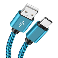 كابل شحن USB A إلى Type C 2A شاحن سريع كابل بيانات من النايلون 1 متر 2 متر 3 متر لأجهزة iPhone وAndroid وHuawei وSamsung TypeC
