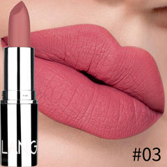 أحمر شفاه Langmani Silver Tube Matte Lipstick Non Staying Cup Makeup أحمر شفاه متوفر بـ 8 ألوان