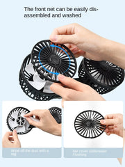 Car Fan  3-speed Car Seat Back Cooling Fan USB Charge Dual Head Fan 360 Degree Rotation Neck Cooler for Summer Car Accessories