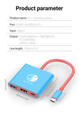 Game Dock 4K HDMI USB 3.0 Hub Adapter USB C Splitter TV Portable Docking Station for Laptops PC iPad MacBook Air Pro