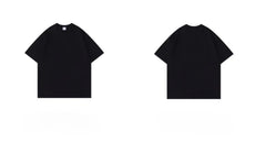 Beige 300g Heavyweight Cotton Short Sleeved T-shirt Summer Round Neck Loose and Base Shirt for Men Women Basic Tee