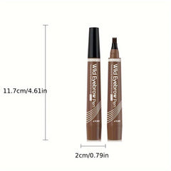 4 Forks Eye Brow Pen, 5 Color Natural Matte Liquid Tint Makeup Long Lasting Waterproof Eyebrow Smudge Proof Cosmetic