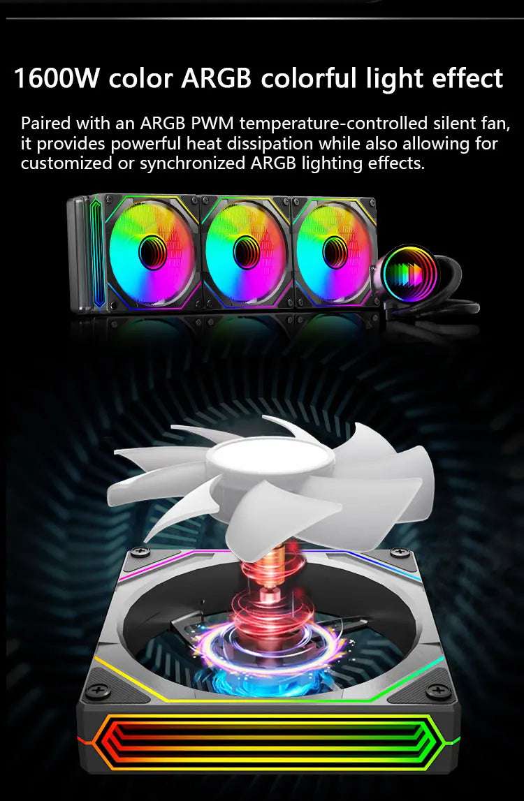 UPSIREN Poseidon mirror 360 ARGB All-in-one water cooling radiator/Infinity mirror lighting effects/TDP280W/Support LGA1700/AM5