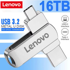 محرك أقراص فلاش USB 3.0 من لينوفو بسعة 16 تيرابايت وواجهة USB من النوع C ونقل عالي السرعة وذاكرة تخزين كبيرة معدنية بسعة 8 تيرابايت و4 تيرابايت