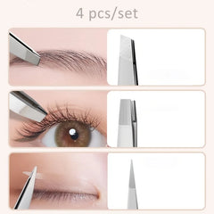 4pcs Set Professional Tweezers Set Perfect For Eyebrow Hair Removal Splinter Very Effortless and Relaxed to Remove
