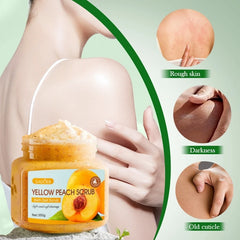 350 Grams of Yellow Peach Body Scrub, Delicate Scrub, Deeply Cleans the Oil and Dirt on the Body, and Removes Cuticles Without Damaging the Skin, Can Be Used to Remove Facial, Arm, Body, Legs and Feet, Skin Moisturizing and S