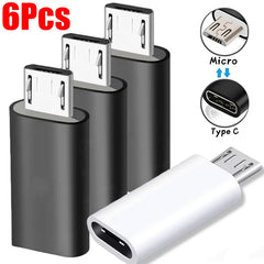 6-1Pcs Type C Female To Micro Male USB Android Adapters USB-C Charger Converter Connector for Samsung Xiaomi Huawei Smart Phone