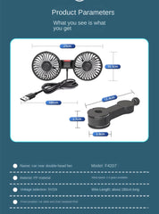 Car Fan  3-speed Car Seat Back Cooling Fan USB Charge Dual Head Fan 360 Degree Rotation Neck Cooler for Summer Car Accessories