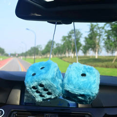 1Kit Fuzzy Plush Dice with Dots Retro Square Plush Hanging Mirror Fuzzy Dices Kid Toys For Pink Car Interior Ornament Decoration