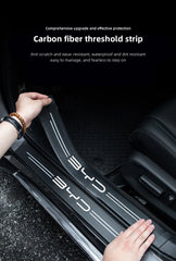 5Pcs Car Carbon Fiber Stickers Door Sill Anti Scratch Decals For BYD Atto 3 Yuan Plus Han Tang EV F3 E6 Dmi Song F0 Qin Pro G3 I