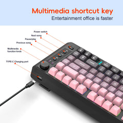 2025 New HXSJ L400 81-key 3 mode gaming wireless keyboard ergonomic Rgb backlit portable membrane keyboard wireless for laptop