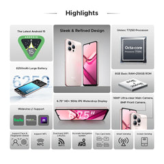 Global Version DOOGEE Note58 Pro Smartphone 6.75" HD+ Display 8GB RAM 256GB ROM 6250mAh Large battery NFC Android 15 Cellphone