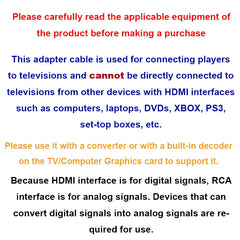 HDMI-compatible to 3RCA Cable One-way For HD Player Devices Capable Of Automatic Decoding