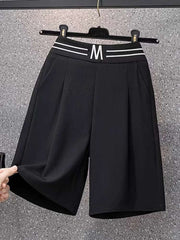 High Waist Straight Leg Elastic Women's Seven-Foot Pants Casual Outdoor Wear Summer Slimming Spor Wide Leg orts