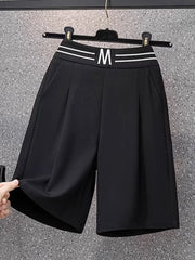 High Waist Straight Leg Elastic Women's Seven-Foot Pants Casual Outdoor Wear Summer Slimming Spor Wide Leg orts