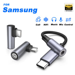 محول صوت USB C إلى 3.5 مم من النوع C إلى مقبس سماعة رأس مساعد 24 بت / 96 كيلو هرتز كابل HiFi DAC لهاتف Galaxy S23 S23 + Ultra S22 S21 S20
