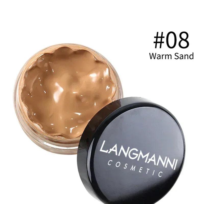 Concealer cream jar with black lid, shade #08 Warm Sand, warm beige cream
