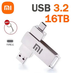 محرك أقراص فلاش Xiaomi 16 تيرابايت USB 3.2 عالي السرعة لنقل USB Type-c 2 في 1 8 تيرابايت 16 تيرابايت OTG Pendrive قرص فلاش مقاوم للماء للكمبيوتر