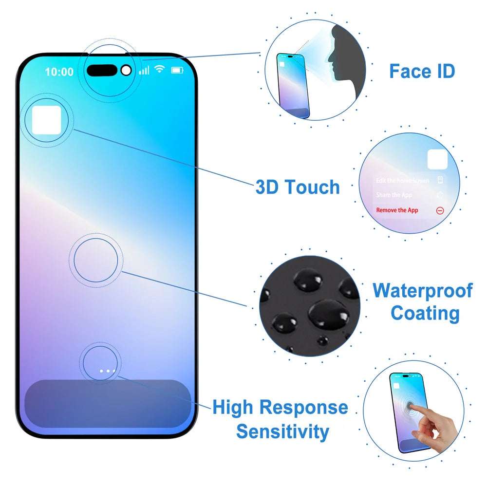 RFLCD SOFT OLED 120HZ Lcd For iPhone 15 Pro Display Touch Screen Replacement Digitizer Panel Assembly True Tone Chip Transfer