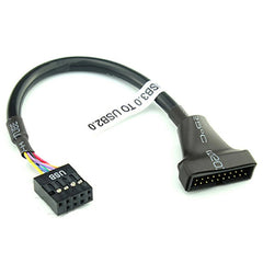 سلك محول رأس اللوحة الأم عالي الجودة قطعة واحدة 20 دبوس USB 3.0 أنثى إلى 9 دبوس USB 2.0 ذكر لجهاز الكمبيوتر سلك محول الكمبيوتر