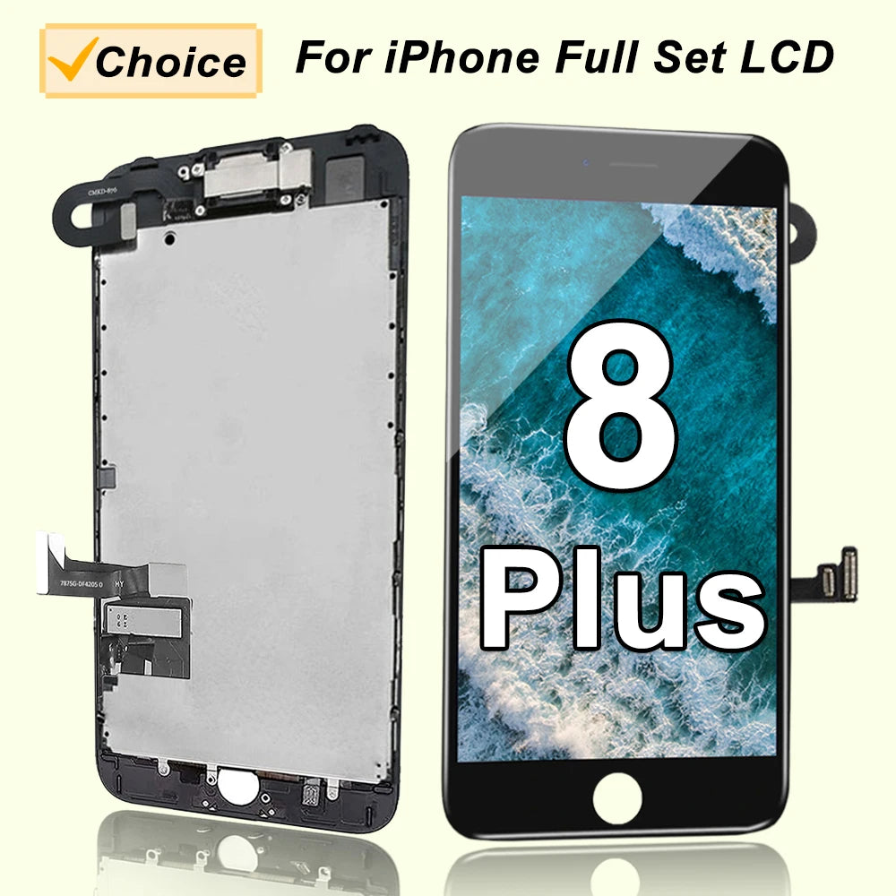 For iPhone 8 Plus 8P LCD Display Full Set Screen Replacement Kit Touch Digitizer Assembly with Front Camera A1864 A1897 A1898