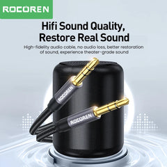 كابل صوت Rocoren بمقبس 3.5 مم من الذكور إلى الذكور كابل AUX للهاتف وسماعات الرأس والسيارة ومكبر الصوت MP3 والكمبيوتر ومقبس 3.5 مم سلك AUX بطول 5 أمتار