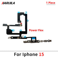 كابل مرن لتشغيل وإيقاف التشغيل لهاتف iPhone 13 14 15 Pro Max Plus Mini مع زر جانبي لرفع الصوت وأسفل وشريط مفاتيح مع كابل مرن معدني