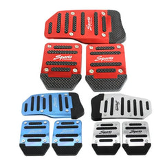 Aluminum Car Pedal Cover Set  Automatic Transmission & Gas Foot Covers in Red Silvery, Blue - Stylish Auto Interior Accessories
