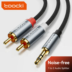كابل صوت Toocki RCA مقاس 3.5 مم ذكر إلى كابل مكبر صوت 2RCA مقسم ذكر سلك AUX 2 RCA مقبس لصندوق التلفزيون ومكبر الصوت ومشغل DVD سلك