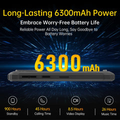 هاتف Oukitel WP32 pro الذكي المتين 6 بوصة عالي الدقة 24 جيجابايت + 256 جيجابايت 6300 مللي أمبير في الساعة ثماني النواة هاتف محمول 20 ميجابكسل هاتف محمول NFC