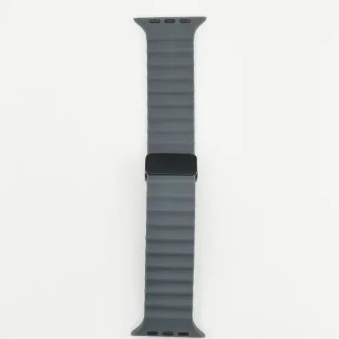 Dark gray silicone watch strap with black magnetic buckle