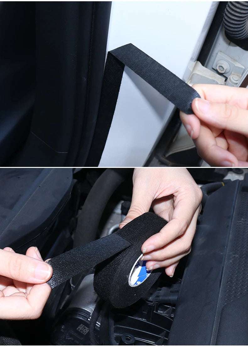 15M Heat-resistant Adhesive Cloth Fabric Tape For Car Auto Cable Harness Wiring Loom Protection Mute To Eliminate Abnormal Noise