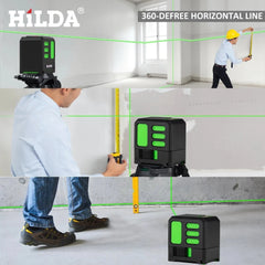 HILDA Laser Level 2 lines/5 Lines 360 Automatic Leveling Level Construction Tool Equipment Green Light Cross Laser Good Gift