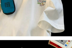 ex Pure Cotton ort Sve T-irt fiti Letter Print Casual Faionable UV Protection Coating Tag Removed Clothing