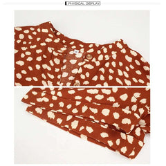 Polka Dot Short Sleeved Dress shirt Collar  Dress European and American Fashion Dress
