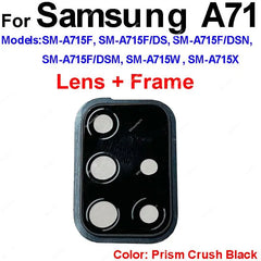 غطاء عدسة الكاميرا الخلفية الزجاجية لهاتف Samsung Galaxy A31 A315F A41 A415F A71 A715F، حامل إطار عدسة الكاميرا الزجاجية الرئيسية الخلفية، أجزاء
