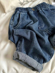 Boys Girls Toddlers Loose Pants Fashion Summer Baby Boys and Girls Baby Foreign Denim Pants New Arrival 2025