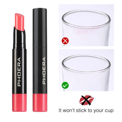 PHOERA 8 Colors New Lipstick Matte Long Lasting Lip Tint Waterproof Non-stick Cup Lip Glaze Red Lip Makeup Beauty Cosmetics