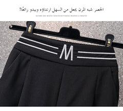 بنطلون نسائي صيفي جديد من الحرير الجليدي مطبوع عليه أرجل واسعة رفيعة فضفاض غير رسمي بسبع نقاط بنطلون عالي الخصر للتنقل