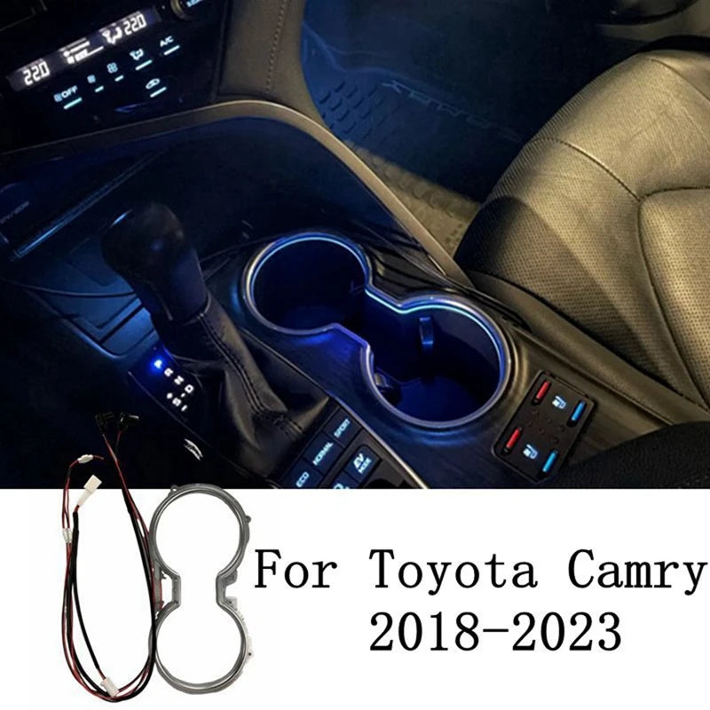 Car LED Cup Holder Atmosphere Lights Interior Decorative Ice Blue Lamp For Toyota Camry 2018-2023