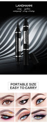Dual-Ended Stamp Eyeliner Pen, 2-in-1 Waterproof and Smudge-Proof Black Eyeliner with Triangular Tip, Long-Lasting Precision