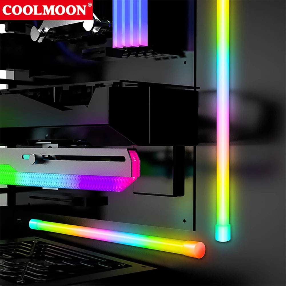 COOLMOON ARGB LED Strip Light 5V 3Pin/Small 4Pin Diamond Magnetic Colorful Atmosphere DIY Lamp Bar for PC Computer Case Chassis