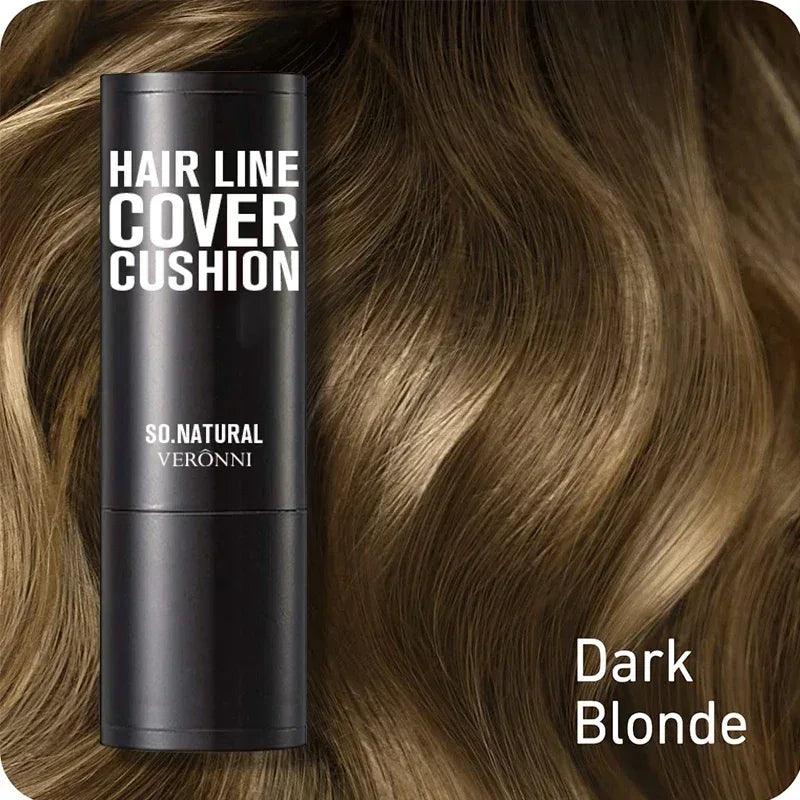 Hairline cover cushion for hair roots, Dark Blonde shade, matte black compact bottle