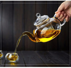 400ml/1000ml Filterable Heat-resistant Thickened Glass Teapot High Borosilicate Glass Flower Tea Pot Heatable Glass Tea Set