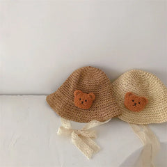 Fashion Lace Baby Hat Summer Straw Bow Baby Girl Cap Beach Children Panama Hat Princess Baby Hats and Caps for Kids 1PC